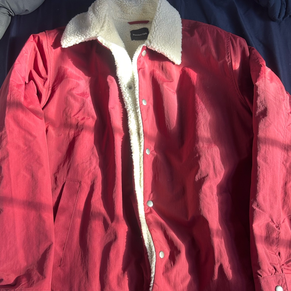 Urban Outfitters Red Fur Jacket (S)